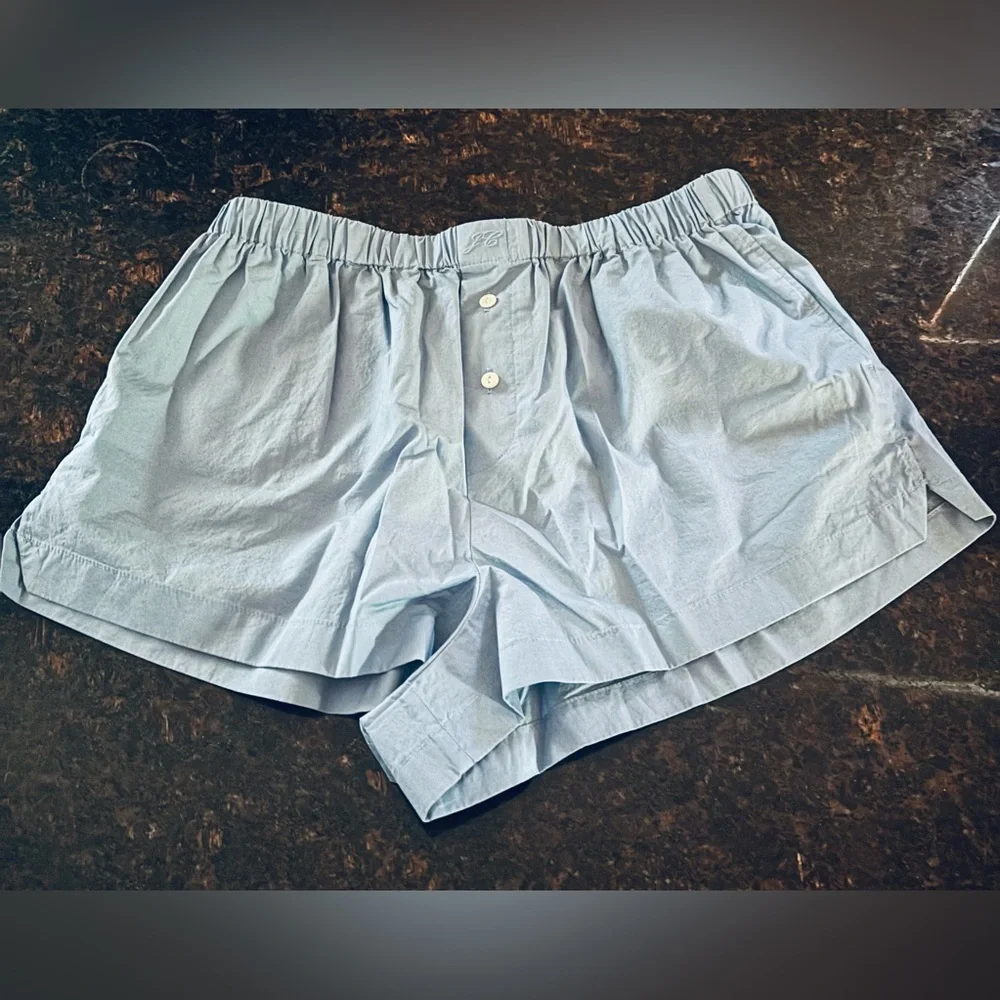 NWT J.Crew Cotton poplin boxer short XS Hydrangea Blue Preppy Casual Classic